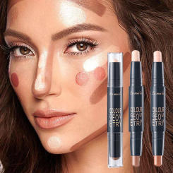 2-in-1 Highlighter Shading Stick Decorate Facial Contour Bronzer Matte Concealer Stick Nose Shadow Solid Cream Makeup Cosmetic