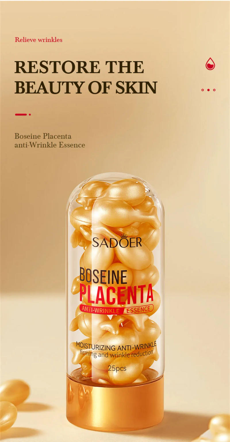 Description Picture 4 of item25-60pcs Placenta Extract Essence Capsule Moisturizing Anti-wrinkle Face Serum Capsule Anti-aging Mild Repair Skin Rejuvenation