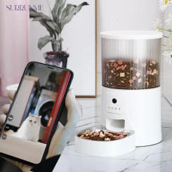 4L WiFi Pet Smart Automatic Feeder Timing for Cats and Dog Stainless Steel Bowl Camera Voice Record Easy to Observe Surplus Food