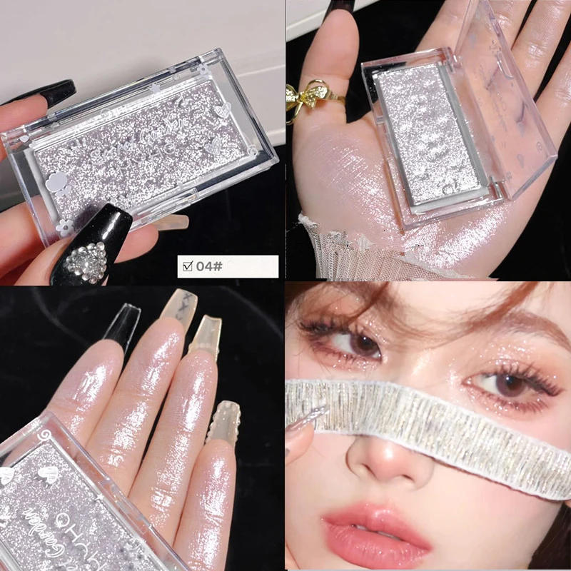 Description Picture 5 of itemDiamond Highlighter Glitter Pearlescent Lying Silkworm Eyeshadow Brighten Palette Waterproof Lasting Face Contour Makeup 4 Color