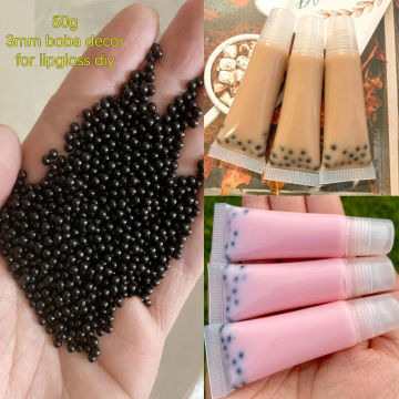 50g 3mm Boba Decor For Lip Gloss Diy Lipgloss Base Gel Oil Decoration Pearl Bubble Tea Style Liquid Lipstick Making Material