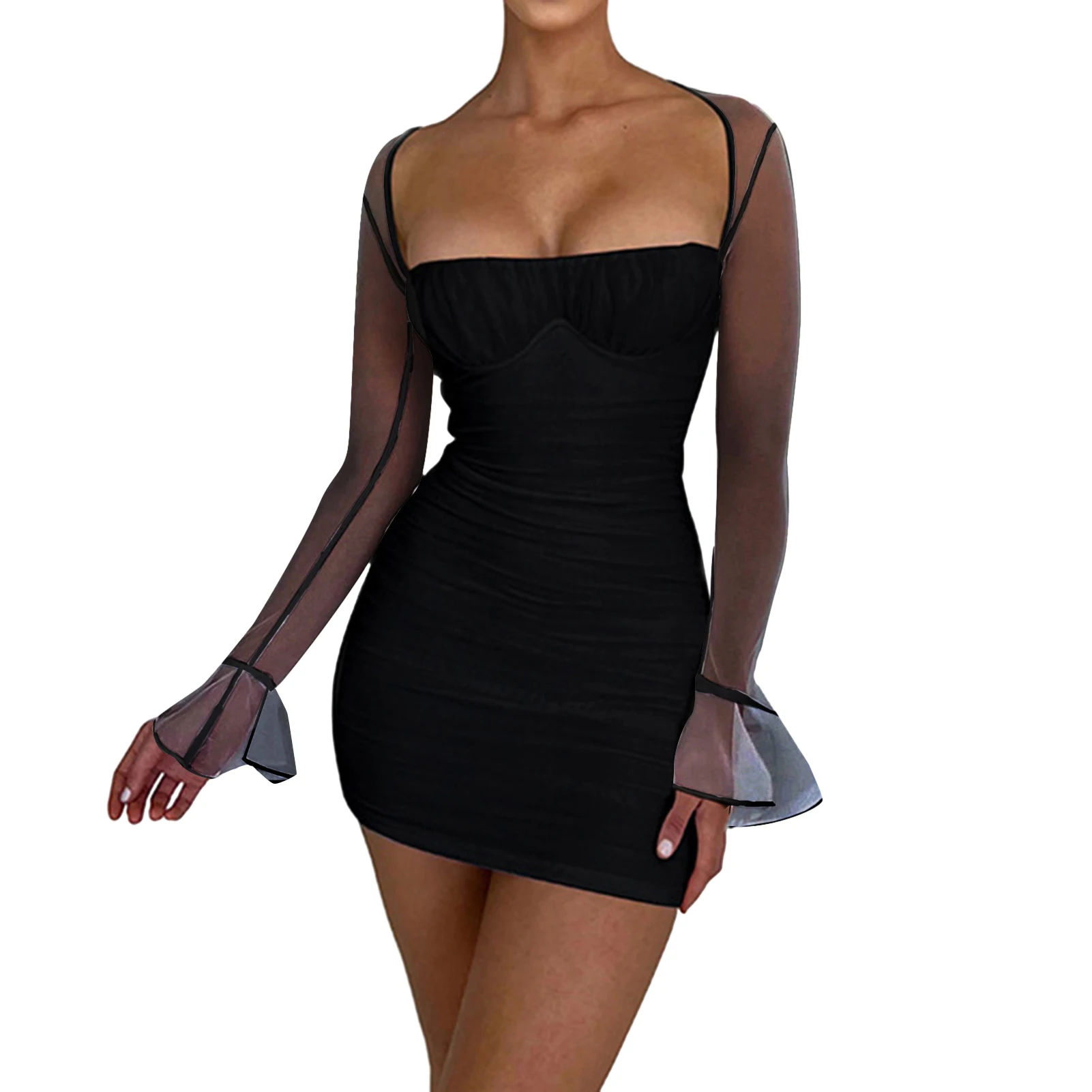 Women Mesh Sheer Dress See Through