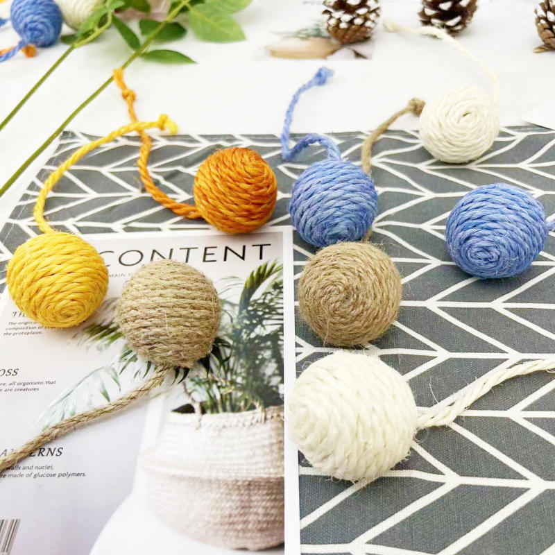 Description Picture 6 of itemNew Cat Pet Sisal Rope Weave Ball Teaser Play Chewing Scratch Catch Toy Interactive Scratch Funny Chew Toy for Pet Cat Dog