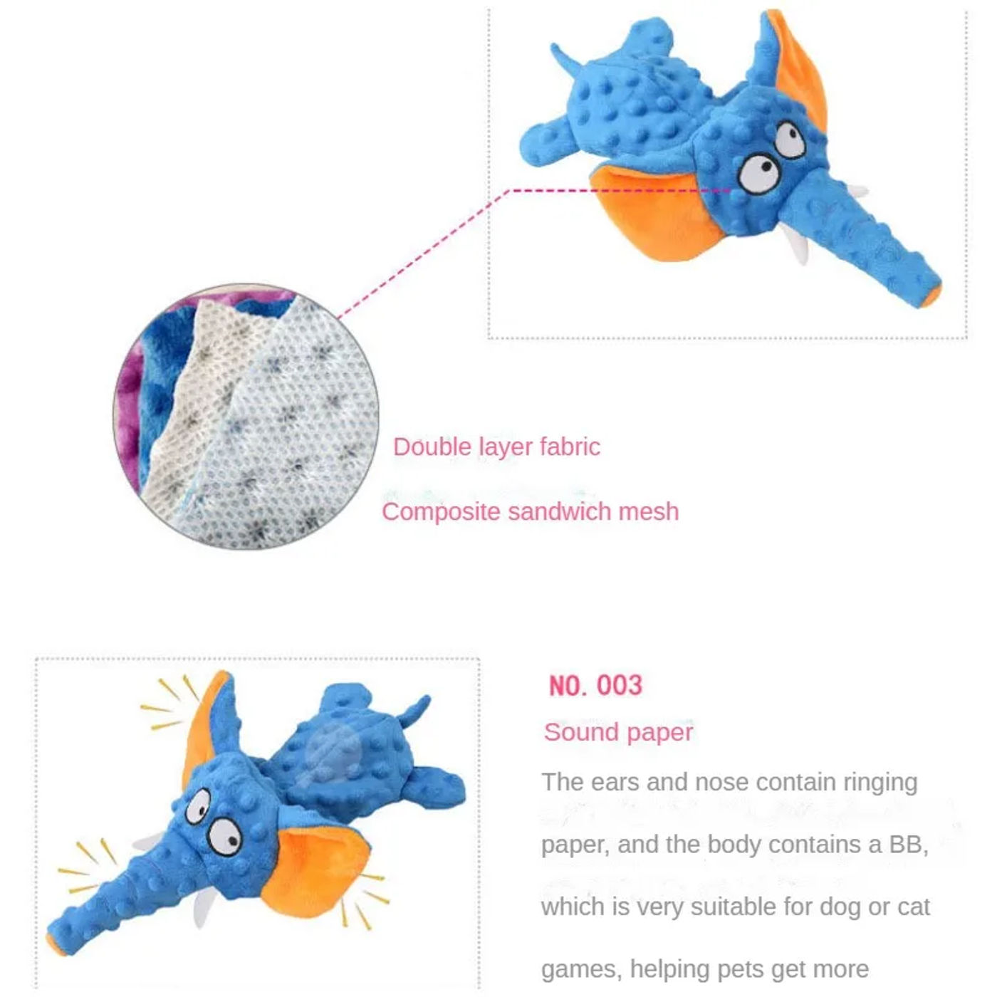 Description Picture 6 of itemDog Toys Squeak Plush Toy For Dogs Supplies Fit for All Puppy Pet Sound Toy Funny Durable Chew Molar Cute Toy Pets Supplies