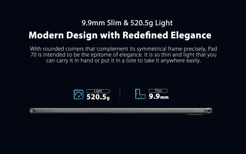 Description Picture 6 of itemBlackview Oscal Pad 70 Tablet 10.1Inch Display 9.9mm Thin Body 8MP Front 13MP Rear Camera 6580mAh Battey Pad Computer Android 12