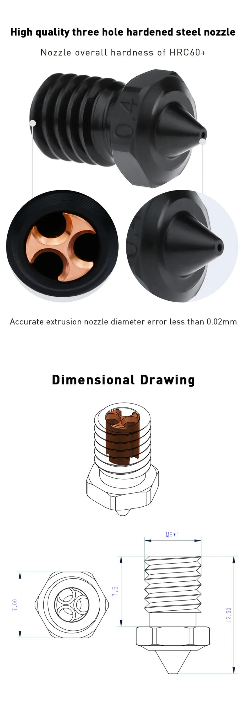 Description Picture 6 of item1/2PC Thermistor & Ceramic Heating Plate For Bambu Lab X1/X1-Carbon 3D Printer Hotend Heater Cartridge 24V 48W
