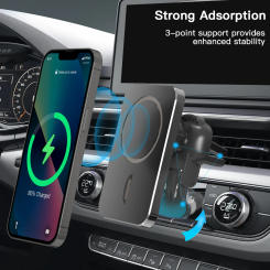15W Fast Charging Magnetic Wireless Car Charger Mount For Magsafing For Xiaomi iPhone 13 Pro Max 12 Mini Aluminium Phone Holder