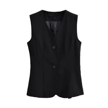 UNIZERA2023 Autumn and Winter New Women's Style Versatile Buckle Decoration Slim Fit Tank Top Vest