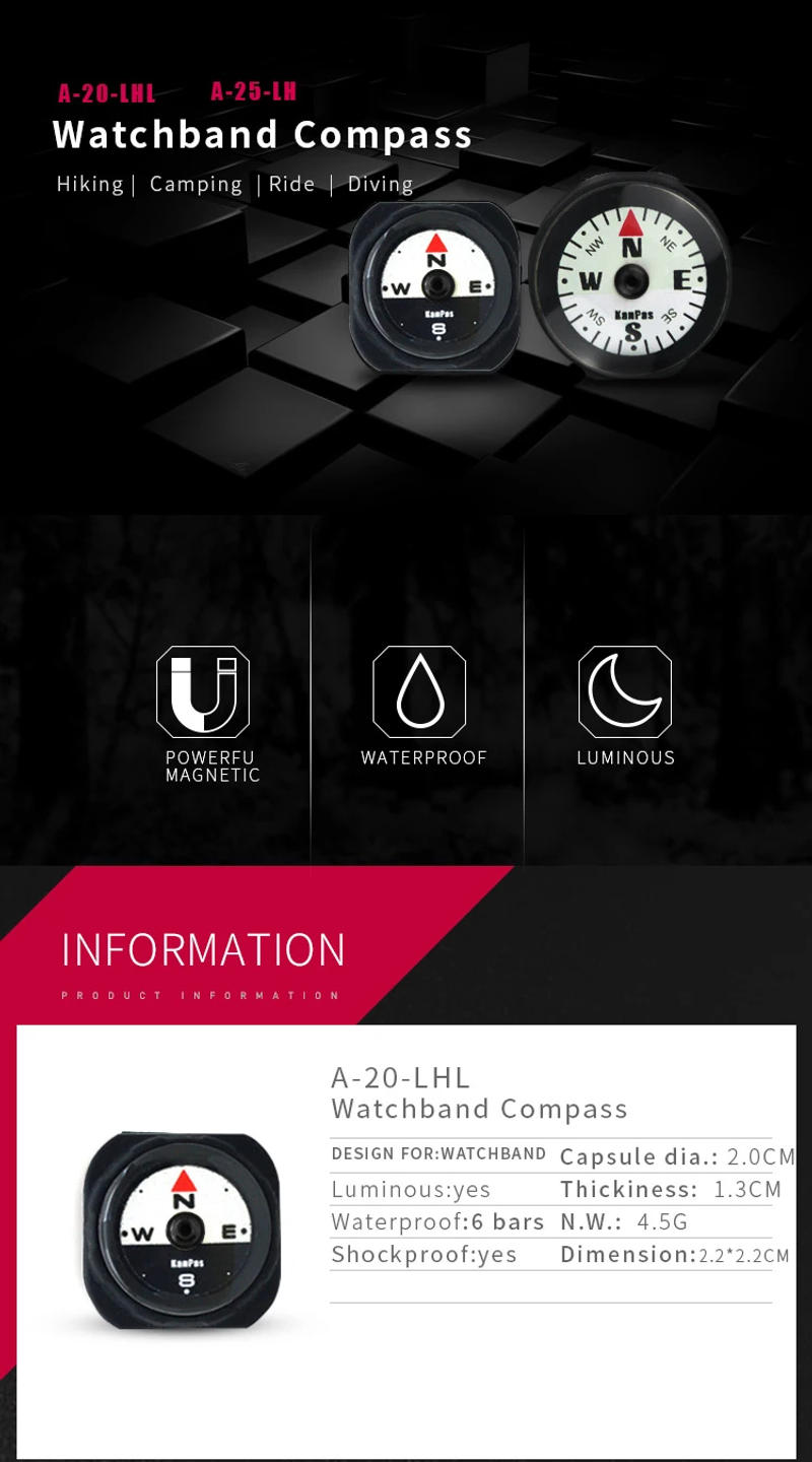 Description Picture 2 of itemKANPAS high quality wrist band compass/super luminous compass/basic dive compass/outdoors compass accessory/no bubble capsule