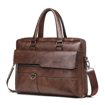 2023 Men Briefcase Bag High Quality Business Famous Brand PU Leather Shoulder Messenger Bags Office Handbag 14 in Laptop Bag