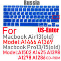 Keyboard Cover EU US Russian Language Keyboard Skin for Macbook Air13 A1466 Pro13/15 A1502A1398 Silicone Keyboard Film Protector