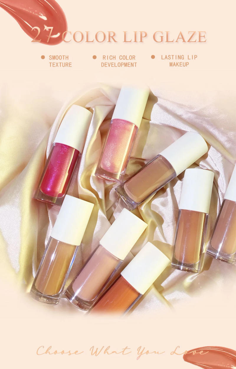 Description Picture 2 of itemPrivate Label Lipgloss Plumper Custom Bulk 27 Colors Cute Chunky Pier Tube Moisturizer 7ml Moisturizing Non-fading Glossy Glaze