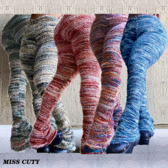 Knitted Furry Pants High Waist Cargo Y2K Streetwear Fashion 2023 Women Winter Trouser Skinny Casual Sexy Club Fur Pants