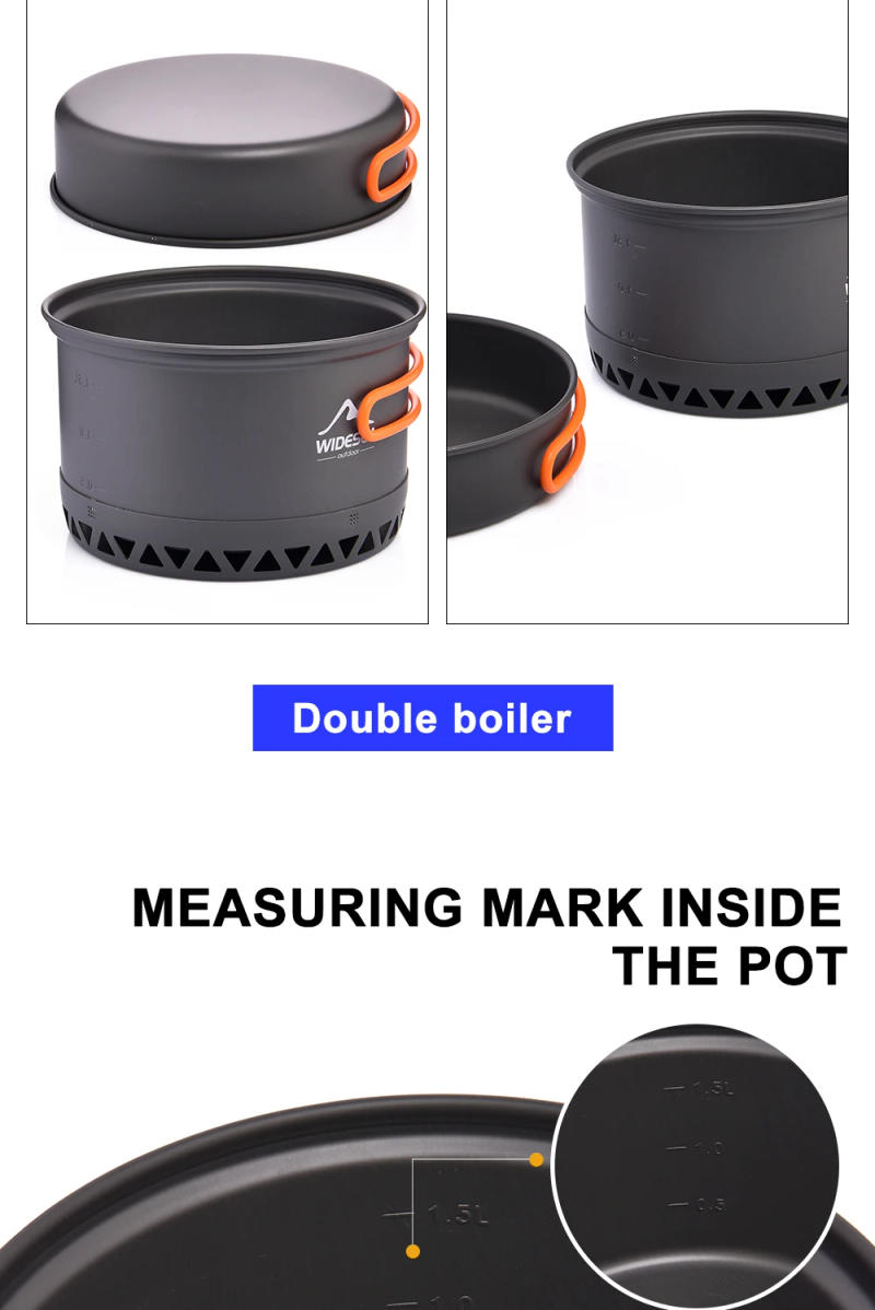 Description Picture 6 of itemWidesea Camping 1.3L 2.3L Cookware Outdoor Cooking Set Heat Cooker Travel Tableware Pot Kettle Tourist Kitchen Utensil Equipment