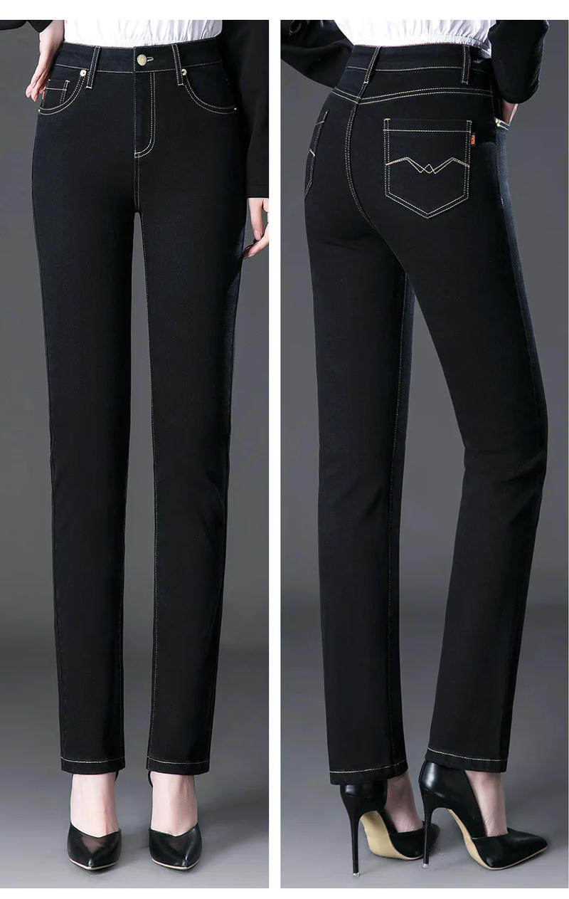 Description Picture 6 of itemBlack Jeans High Waist Was Thin 2022 Spring and Autumn New Middle-aged Mothers Wear Trousers Ladies Straight Pants