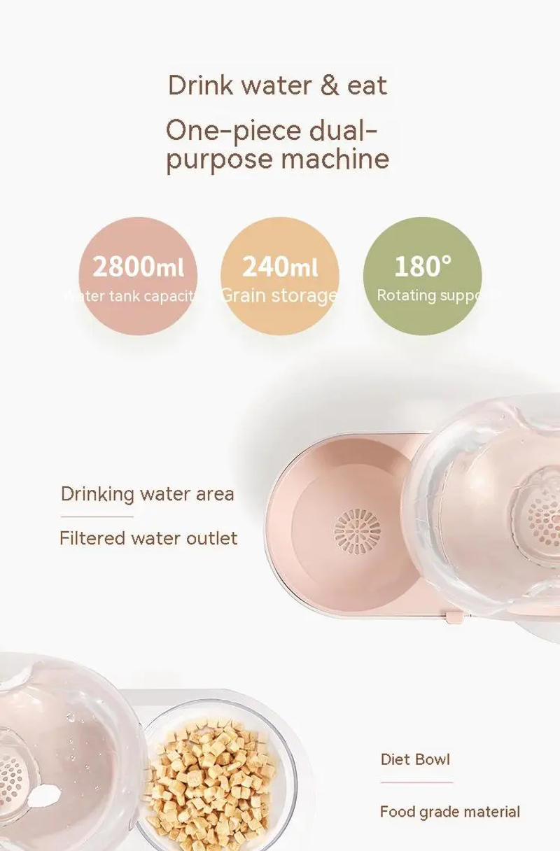 Description Picture 3 of item2.8L Automatic Cat Dog Drinking feeding Bowl two-in-one Fountain Water Dispenser Large-capacity Cat Drink Without Electricity