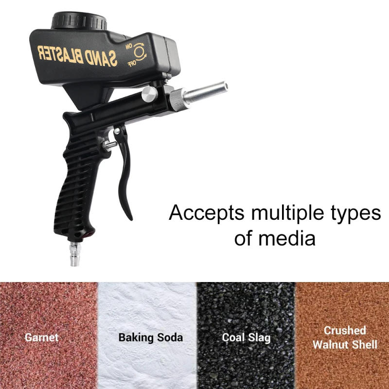 Description Picture 4 of itemAdjustable Sandblasting Gun 90 Psi Portable Sand Blaster Paint Spray Machine Gravity Pneumatic Small Handheld Blasting Gun Set