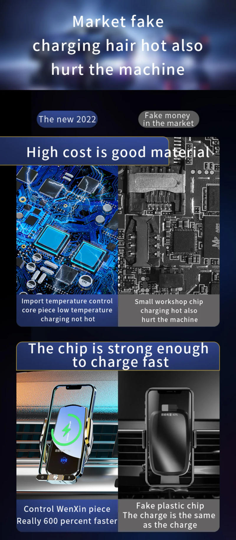 Description Picture 3 of itemCar Phone Holder Wireless Charger Fast Charging Station For iPhone 14 13 12 Iconic Brand Samsung Huawei Magnetic Wireless Car Charger