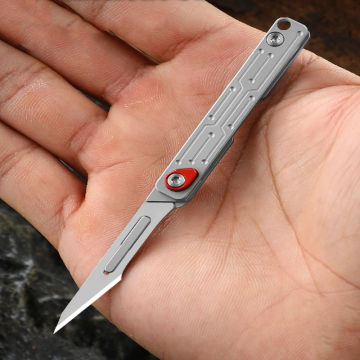 Mini Stainless Steel Folding Scalpel Medical Folding Knife EDC Outdoor Unpacking Pocket Knife with 10pcs Replaceable Blades