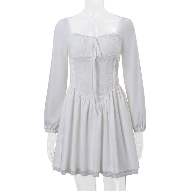 Description Picture 3 of itemWomen's 2023 Winter New French Style Square Neck Ballet Style Sexy Low-cut Corset Dress Club Clothing Vestidos