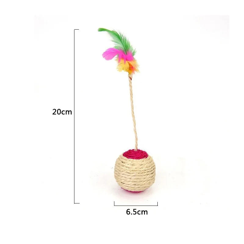 Description Picture 4 of itemCat Toy Pet Cat Sisal Scratching Ball Training Interactive Toy for Kitten Pet Cat Supplies Funny Play Feather Toy cat accessorie
