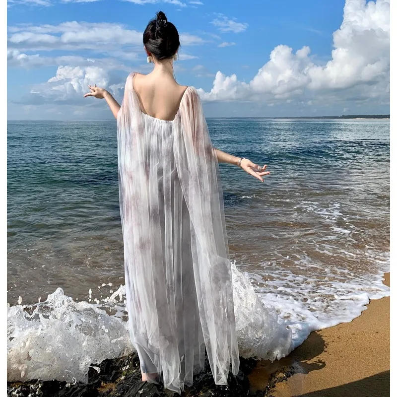 Description Picture 2 of itemSummer New Bridal Prom Mesh Dress Celebrity Women Maxi Fairy Evening Princess Dress Elegant Party Grunge Evening Runway Vestidos