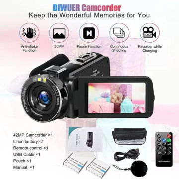 2.7K Digital Camera Video Cameras 3.0 inch Rotating Touch Screen Camera IR Night Vision 18X Zoom Cameras wtih battery Gift DV