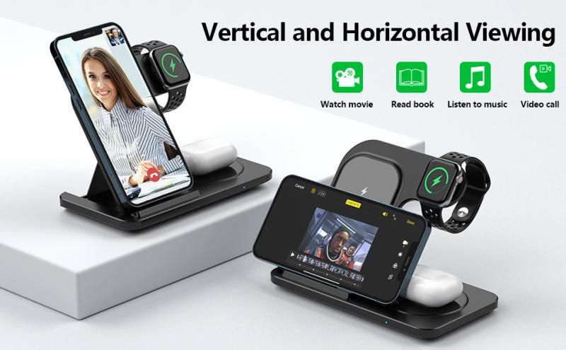 Description Picture 4 of item3 in 1 20W Wireless Charger For iPhone 14 13 12 11 Pro Max X 8 XS XR Apple iWatch 8 7 SE Airpods Pro Fast Charging Dock Station