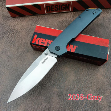 New Kershaw Iridium Gray/Black Aluminum / Satin D2 - 2038 Folding Knife Tactical Camping Self Defense Pocket Jackknife EDC Knife