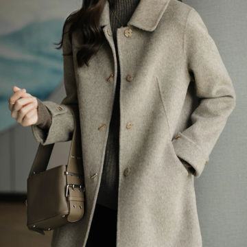 Elegant Women's Overcoat Solid New Pocket Loose Warm Autumn/Winter Jacket Women Promotion Slim Long Sleeved Wool Coat Women