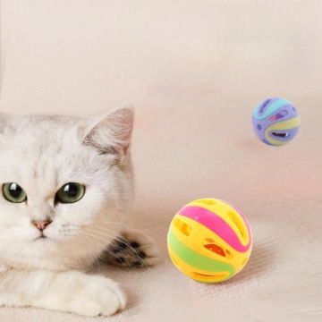 Cat toy plaid ball with bell Erle bulk pet plastic bell toy