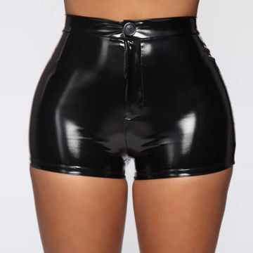 High Quality Women Sexy Shorts Summer Nightclub Costumes Females PU Leather Solid Color High Waist Shorts Fashion Plus Size