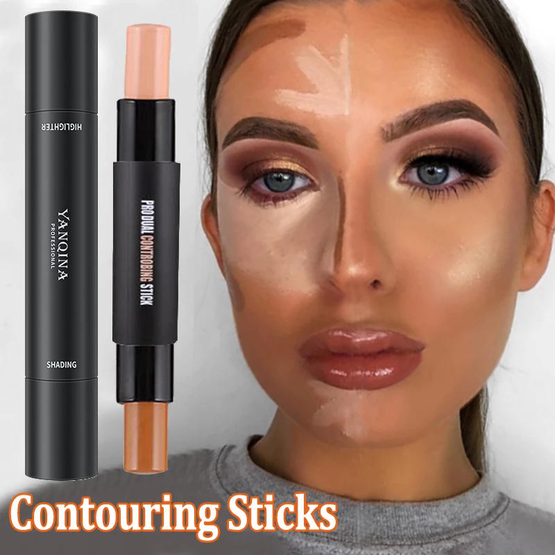 Description Picture 2 of item2 In 1 Matte Highlighter Contouring Stick Lasting Waterproof Non-stick Smooth Face Contour Shadow Highlight Concealer Cosmetics
