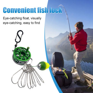 Portable Fishing Lock Buckle Eye-Catching Float with Reel Fishing Stringer Lock Hollow Thread Cup Smooth Durable Angler Supplies