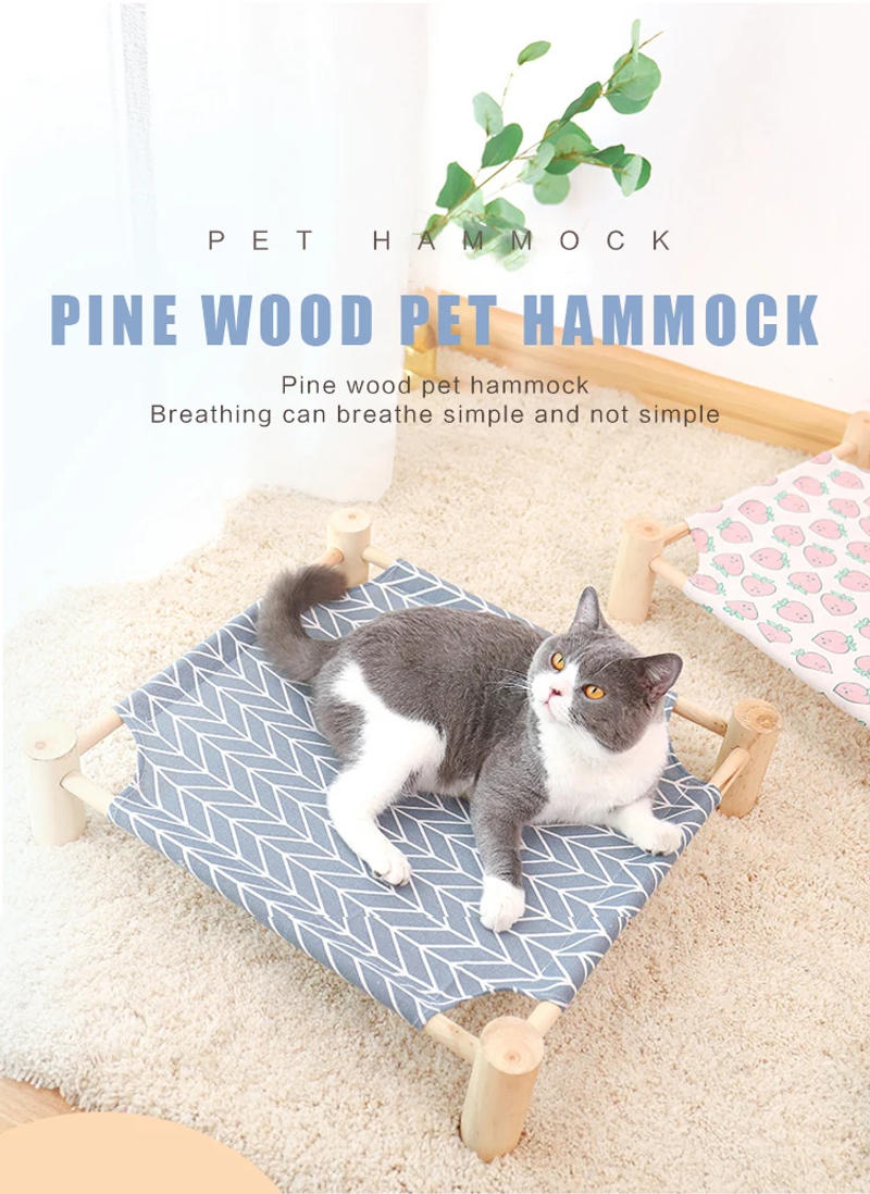 Description Picture 2 of itemSummer Pet Sofa Dog Bed Cat Removable Mat Indoor Hammock Wooden Elevated Portable Pet Camping Wooden Bed