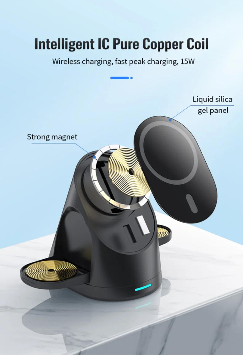 Description Picture 5 of itemMagnetic Wireless Charging Station 3 in 1 Charger Stand foldable For iPhone 13 12 Pro Max Mini Apple iWatch 7 6 SE 5 AirPods 3 2