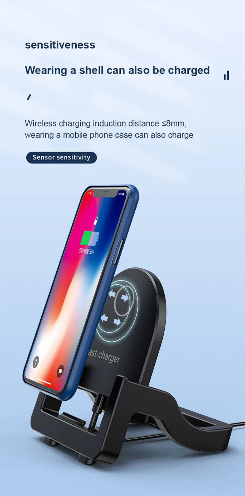 Description Picture 6 of item15W Charging bracket 2-in-1 wireless charger for iPhone Samsung Huawei Fast Charging Supports Horizontal Vertical Charging