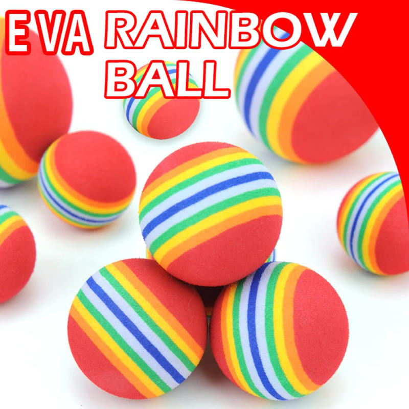 Description Picture 3 of itemColorful Pet Cat Toy Ball Foam Balls Sponge Ball Cat Toy Soft Foam Rainbow Play Balls Training Interactive Kitten Pet Funny Toys