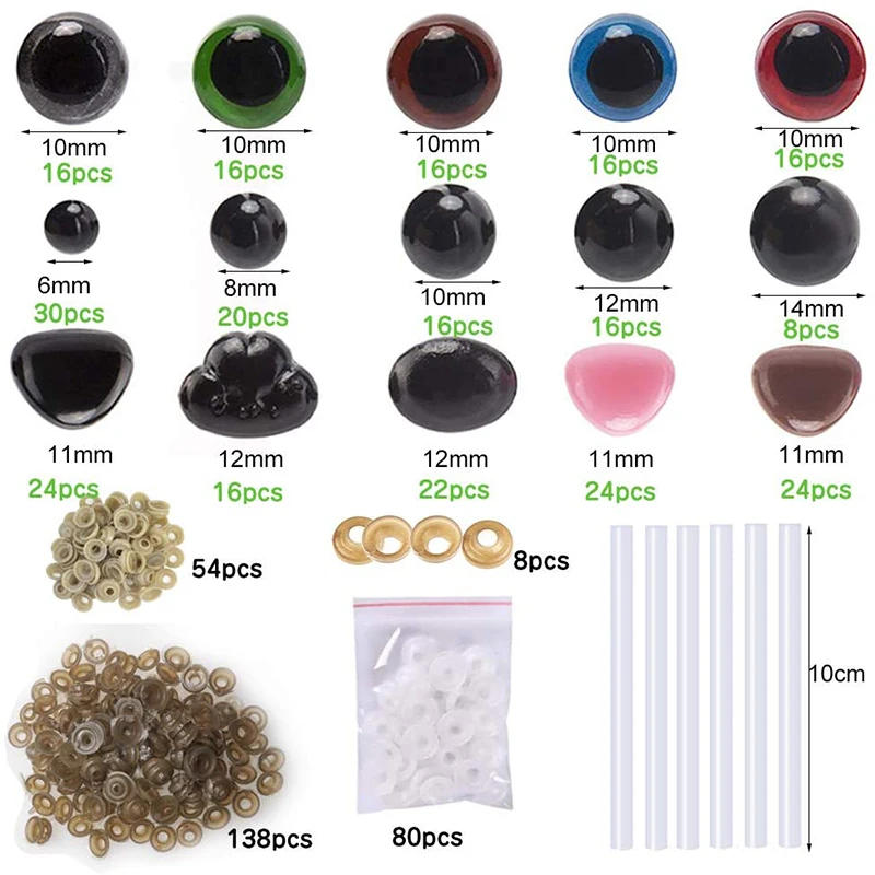 Description Picture 2 of item566Pcs 6mm-14mm Colorful Safety Eyes Noses Set Part Crafts for Teddy Bear Soft Toy Animal Doll Handmade DIY Accessories