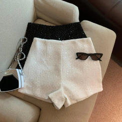 High Waisted Shorts Sexy Black  Pantalones Cortos De Mujer White Suits Short Femme Slim Autumn Y2k  Sequins Pants