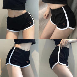 Summer Leisure Women Shorts Contrast Binding Side Split Elastic Waist Loose Casual Shorts Yo-Ga Short Feminino