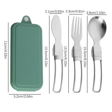 New 304 Stainless Steel Folding Cutlery Knife, Fork And Spoon Set Outdoor Picnic Camping Portable Tableware