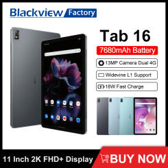 BLACKVIEW Tab 16 Tablet 8GB 256GB 11 Inch 2K FHD+ Display Tablets PC Android 12 Widevine L1 T616 7680mAh 13MP Camera Dual 4G Pad