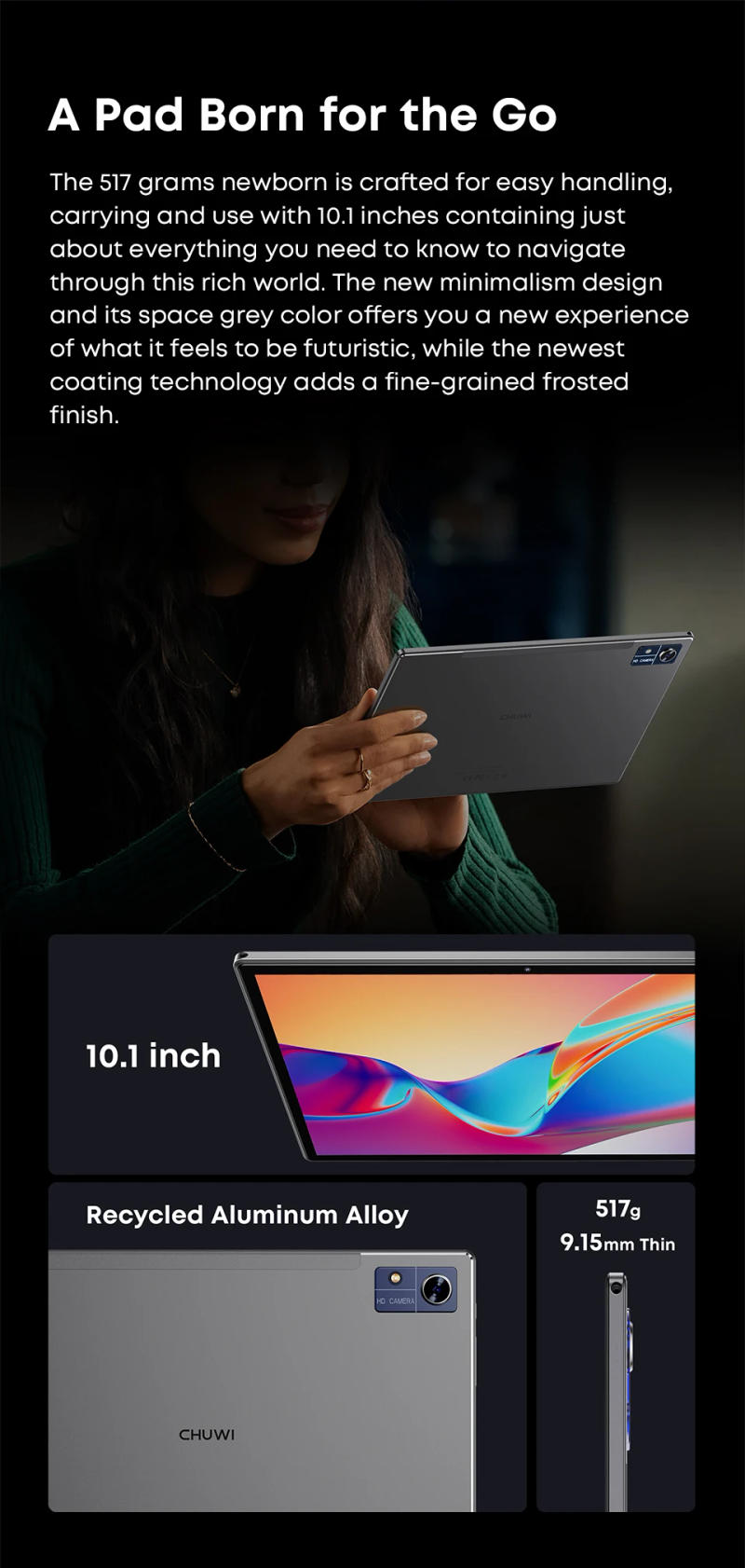 Description Picture 3 of itemCHUWI Hi10X Pro Unisoc T606 4G LTE 10.1 Inch 800*1280 IPS Screen 4GB RAM 128GB ROM Tablets 2.4G/5G Wifi Android 13 Tablet PC