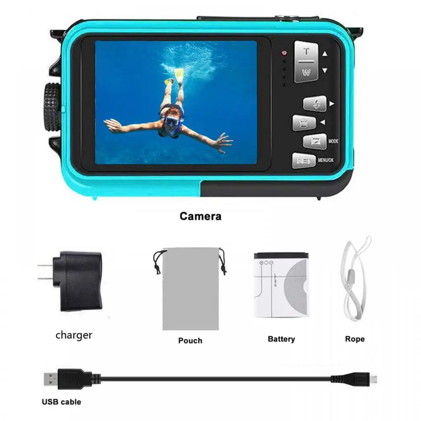 Description Picture 6 of item1/2PCS Waterproof Anti-Shake Digital Camera 1080P Full Selfie Video Recorder for Underwater DV Recording Present