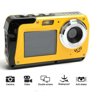 Blue 2.7inch TFT Digital Camera Waterproof 48MP 1080P Double Screen 16x Digital Zoom Camcorder HD268 Underwater Camera