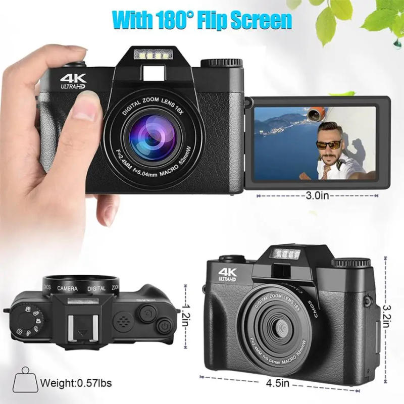 Description Picture 4 of itemDigital Photo Camera Vlogging Camcorder for Youtube WIFI Webcam Wide Angle 16X Digital Zoom 48MP Photography 3 inch Flip Screen