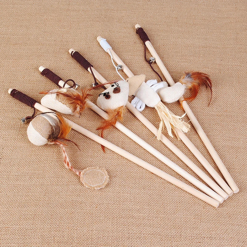 Description Picture 5 of itemPet Cat Interactive Toys Funny Cat Teaser with Feather 40CM Wooden Stick Mice Fish Chick Katten Speelgoed  chats Pet Accessories