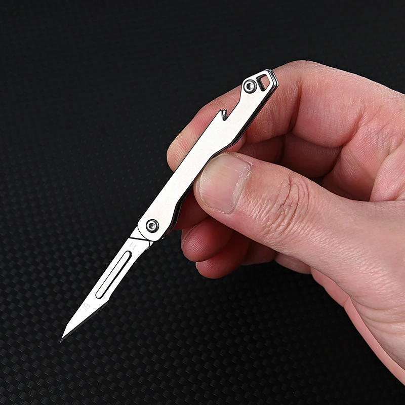 Description Picture 3 of itemMini Bottle Opener Scalpel Stainless Steel G10 Folding Knife Outdoor Survival Camping Portable EDC Tool 10 Blade Free
