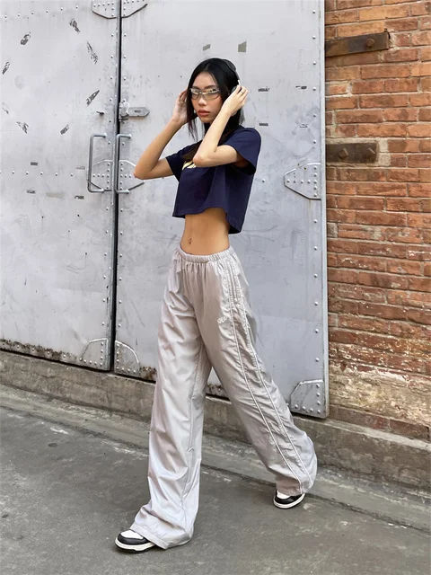 Gray Sports Trousers Oversize Korean